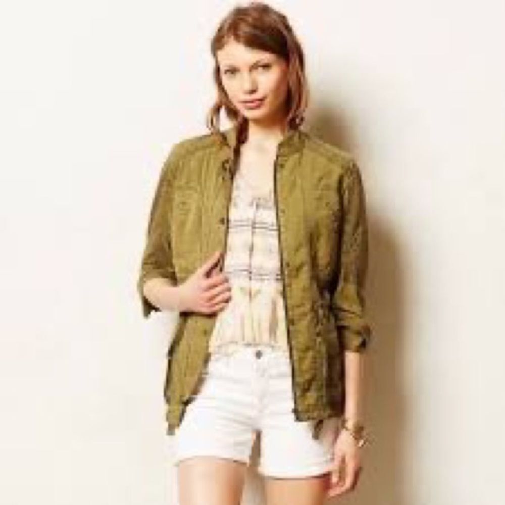 Anthropologie Hei Hei Olive Green Marais Eyelet Cargo Jacket